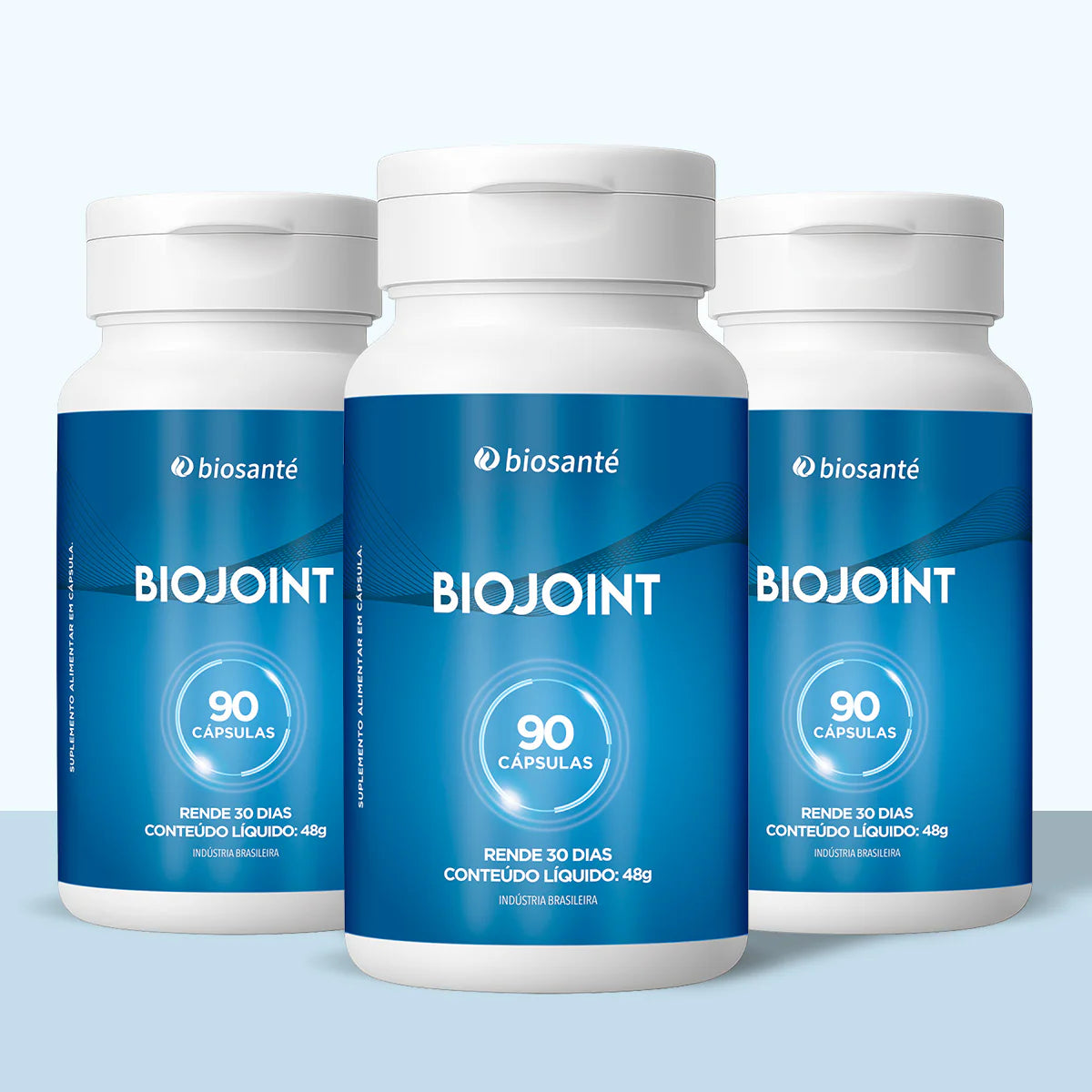 Kit 3 potes BioJoint Biosanté - Suplemento articular com colágeno tipo II, 90 cápsulas cada
