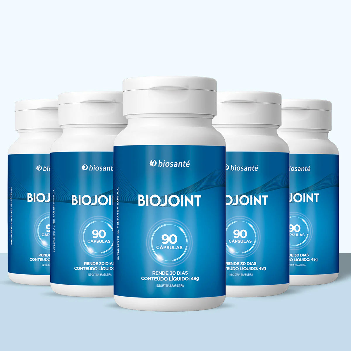 Kit 5 potes BioJoint Biosanté - Suplemento articular com colágeno tipo II, 90 cápsulas cada