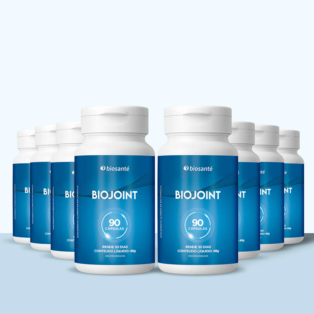 Kit 8 potes BioJoint Biosanté - Suplemento articular com colágeno tipo II, 90 cápsulas cada