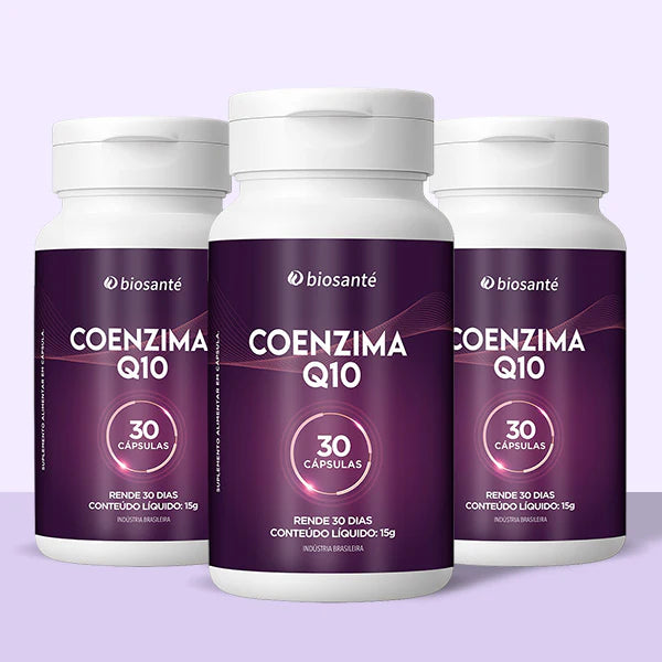 Kit 3 potes Coenzima Q10 Biosanté - Suplemento de ubiquinona 100mg, 30 cápsulas cada