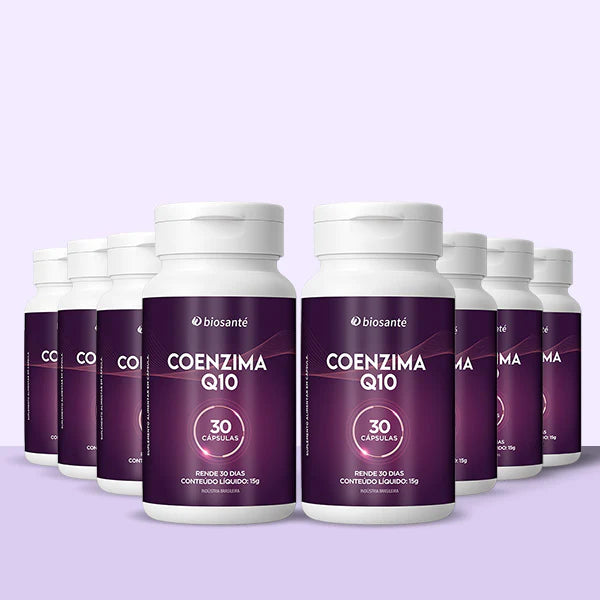 Kit 8 potes Coenzima Q10 Biosanté - Suplemento de ubiquinona 100mg, 30 cápsulas cada