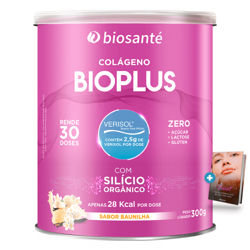 Colágeno Bioplus sabor baunilha + 1 livro digital