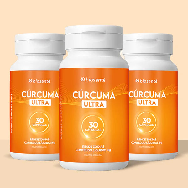 Kit 3 potes Cúrcuma Ultra Biosanté - Suplemento de curcumina longa, 30 cápsulas cada