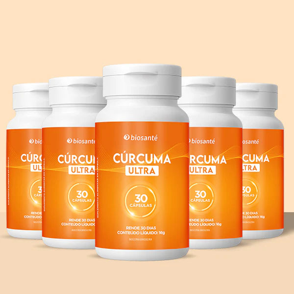 Kit 5 potes Cúrcuma Ultra Biosanté - Suplemento de curcumina longa, 30 cápsulas cada