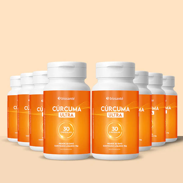 Kit 8 potes Cúrcuma Ultra Biosanté - Suplemento de curcumina longa, 30 cápsulas cada