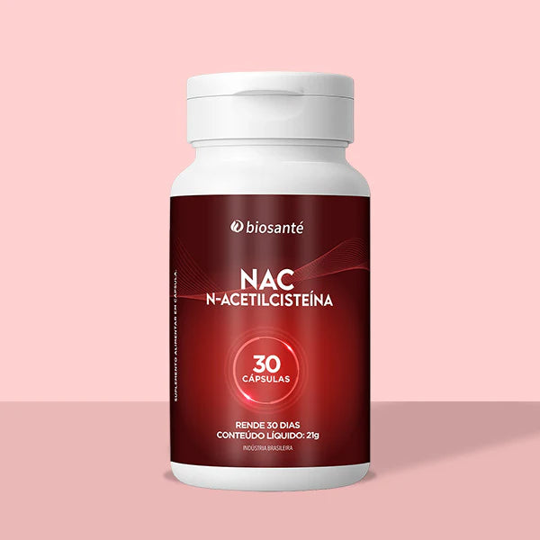 NAC N-Acetilcisteína Biosanté - Suplemento antioxidante com 600mg de cisteína, 30 cápsulas
