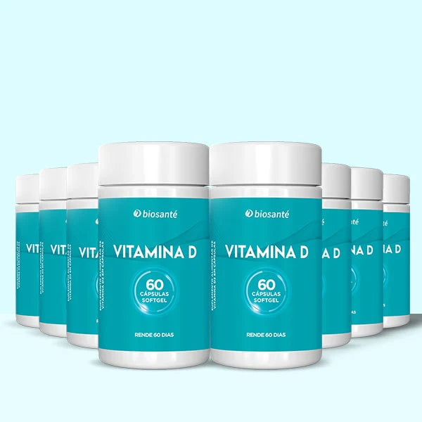 Kit 8 potes Vitamina D Biosanté - Colecalciferol D3 2.000 UI, 60 cápsulas softgel cada